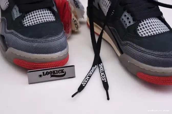 80% Off Sale x Bred Air Jordan Off White CV9388-001 4 Retro 0525